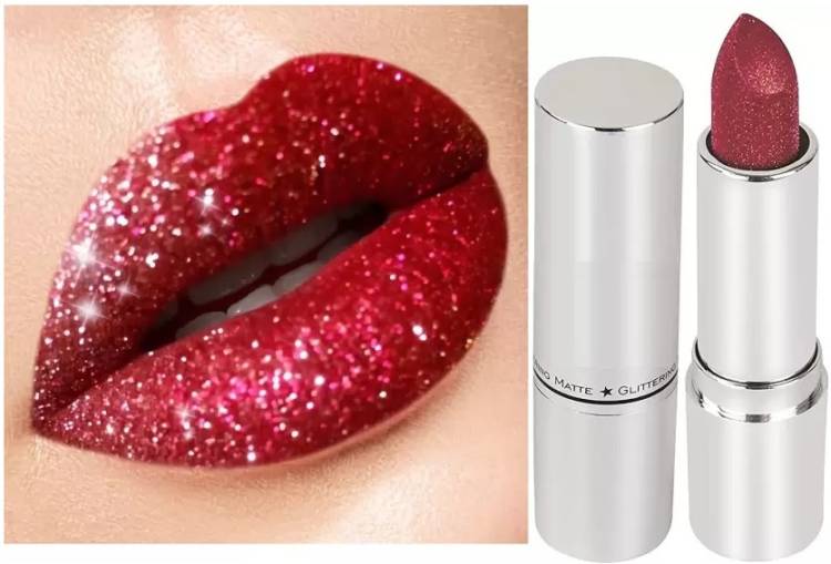 Arcanuy NEW MATTE Metallic MAROON Glitter Lipstick For Lips Price in India