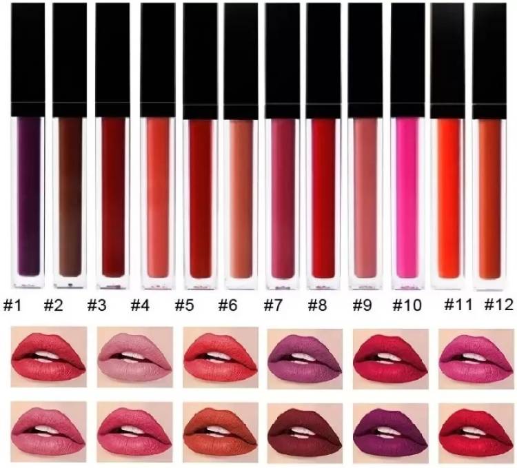 Kribeau 12 Piece Red Edition Non Transfer Liquid Matte Water Proof Lipstick Combo Price in India