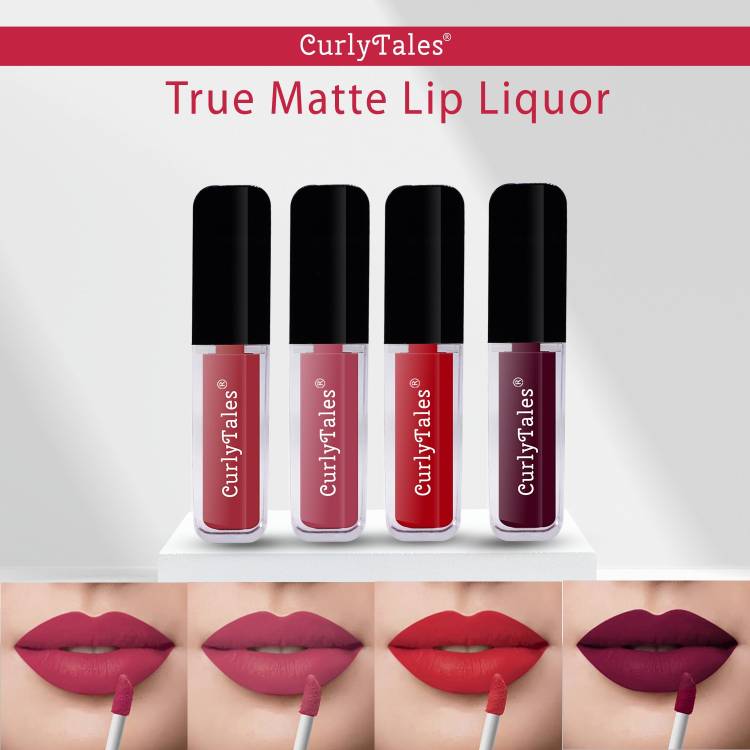 CurlyTales Lighthearted and Matte Premium Finish of Liquid Matte Lipstick Combo #CTL0618 Price in India