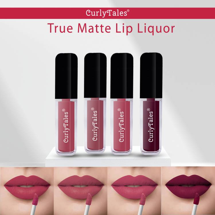 CurlyTales Lighthearted and Matte Premium Finish of Liquid Matte Lipstick Combo #CTL0650 Price in India