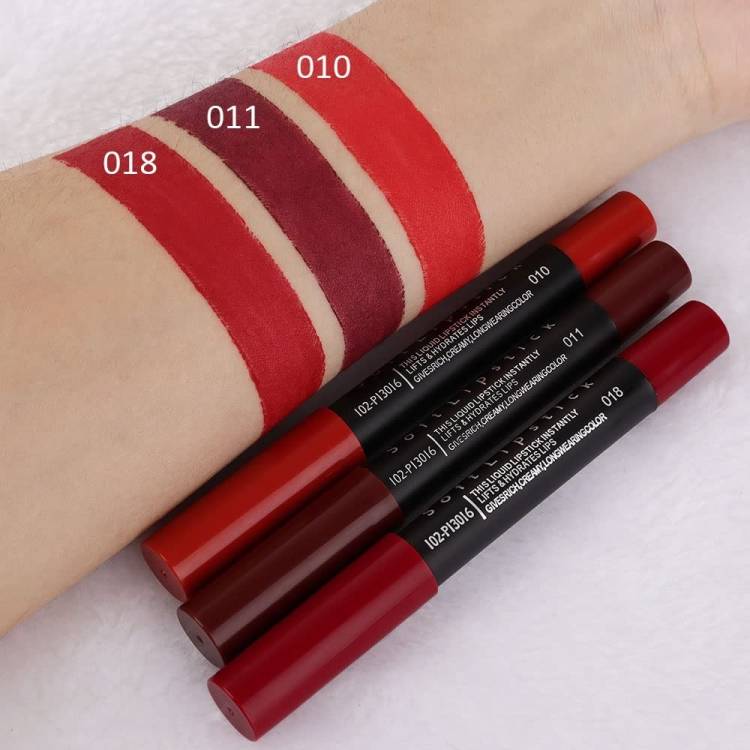Thristygirl 3Pcs Red Matte Lipstick and Lip Crayon Sticks Liner Pencil Set Price in India