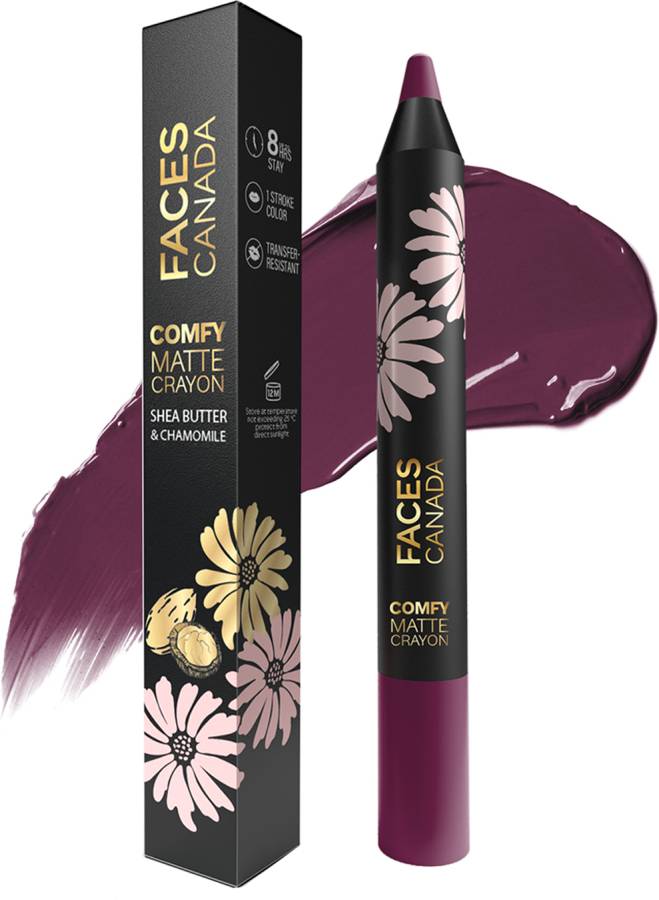 FACES CANADA Comfy Matte Crayon | Creamy Matte | Chamomile & Shea Butter | Hangover 12 2.8g Price in India