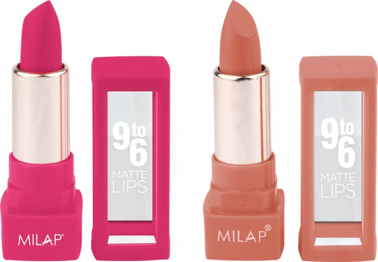 MILAP 9 To 6 Waterproof Matte Lipstick Smudge Proof Lipstick Combo Set of 2 Price in India