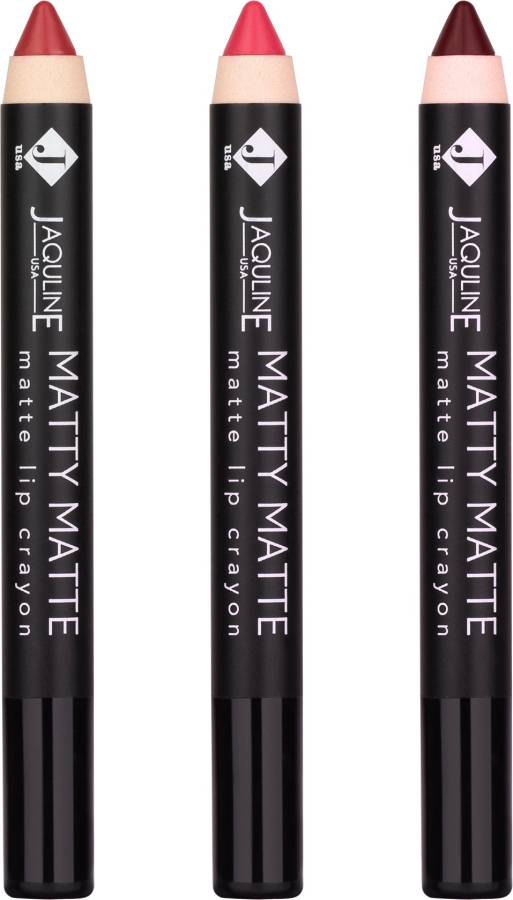 Jaquline USA USA Flirty Lips Matty Matte Lip Crayon Pack Of 3 Lipstick Price in India