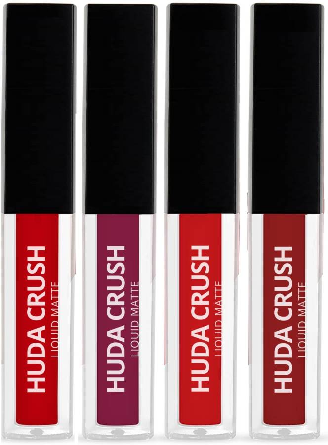 HUDA CRUSH BEAUTY Liquid Matte Mini Lipsticks Set of 4 for Women and Girls Price in India