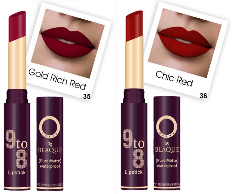 bq BLAQUE Pure Matte 9 to 8 Long Stay Waterproof Lipstick Shade 35-36 Price in India