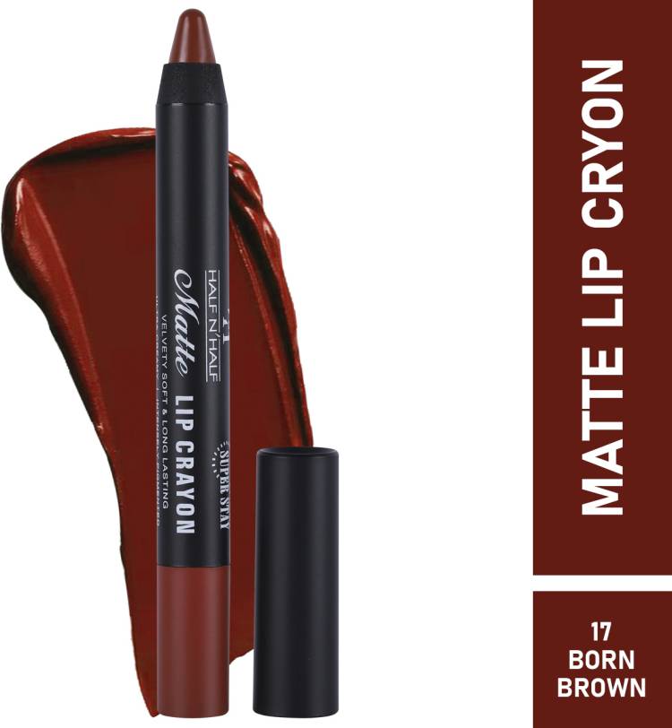 Half N Half Matte Lip Crayon LS-19-17 Born Brown Price in India