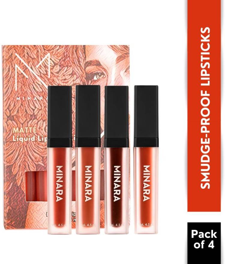 MINARA Matte Liquid Lipstick Pack of 4 - Nudes Price in India