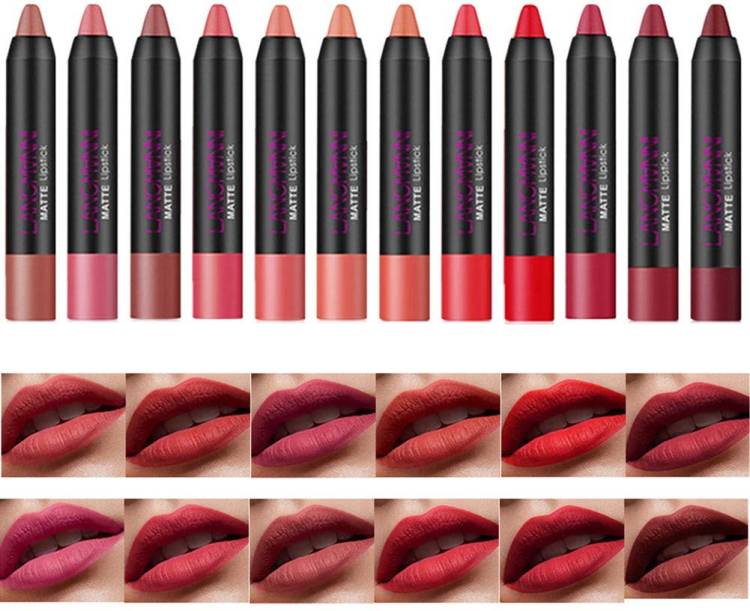 KissOff Long-Lasting Kiss Proof Beauty Pencil Lipstick Set Swiss Edition of 12Pcs. Price in India