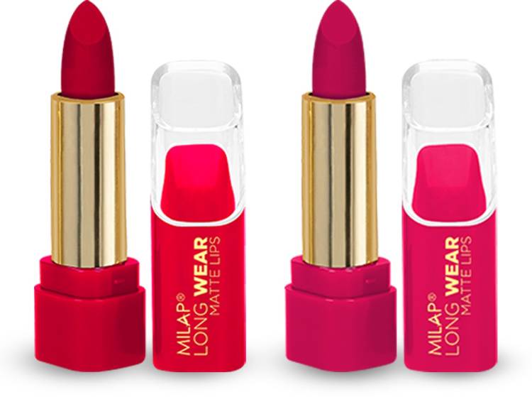 MILAP LONG WEAR Matte Lipstick, Highly Pigmented Lipsticks for Women Pack of 2 Price in India