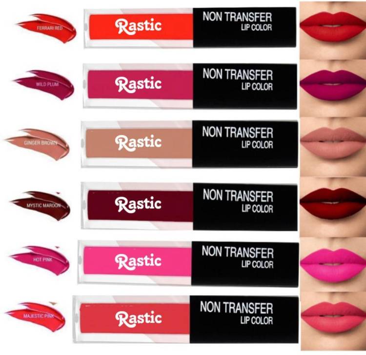 Rastic Super stay matte ink bold lip color liquid lipstick combo pack of 6 peice Price in India