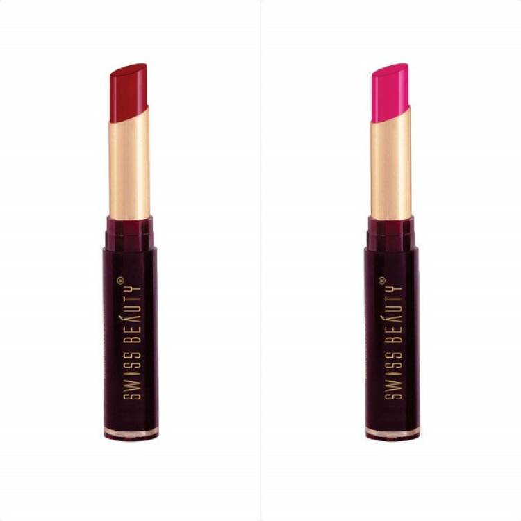 SWISS BEAUTY Non-Transfer Matte Lipstick (SB-209-01+13)Siren in Scarlet+First Love Pack of 2 Price in India