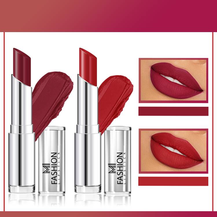 MI FASHION Skin Friendly Vegan Lipsticks Set Cr�me Matte Vitamin e Enriched Combo of 2 Code no 1549 Price in India