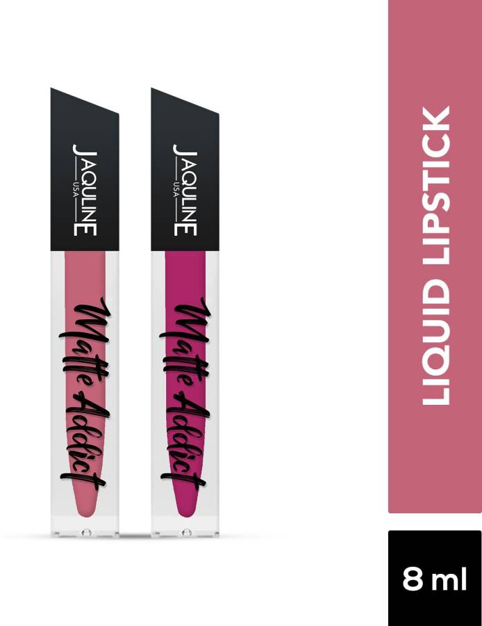 Jaquline USA Luscious Lips Matte Addict Long Lasting Liquid Lipstick Set of 2, Price in India