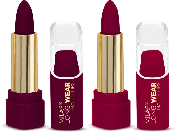 MILAP Long Wear Matte Lipstick Waterproof & Smudge Proof Lipstick Combo Price in India