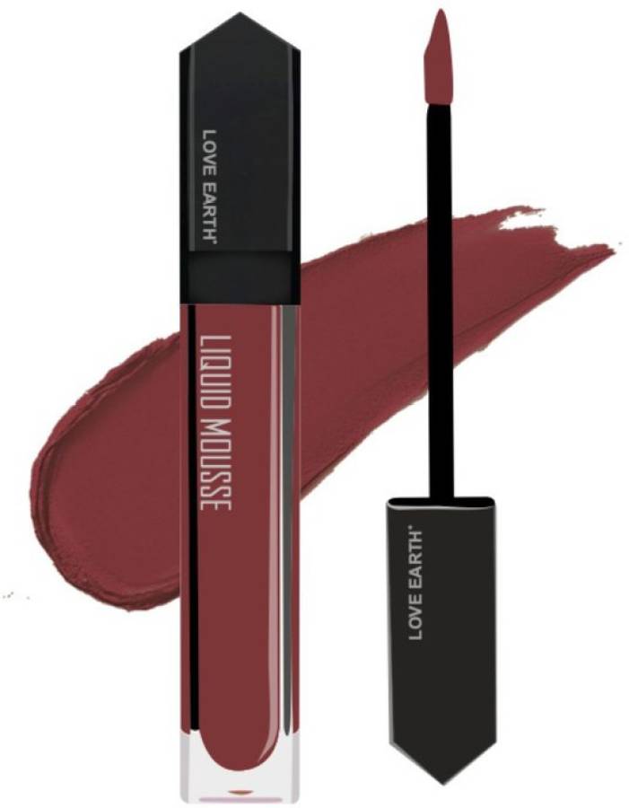 LOVE EARTH Liquid Mousse Lipstick - Irish Coffee Matte Finish, Lasts Up to 12 hours Price in India