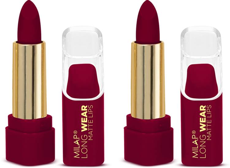 MILAP Long Wear Matte Lipstick Waterproof & Smudge Proof Non Transfer Pack Of 2 (605) Price in India