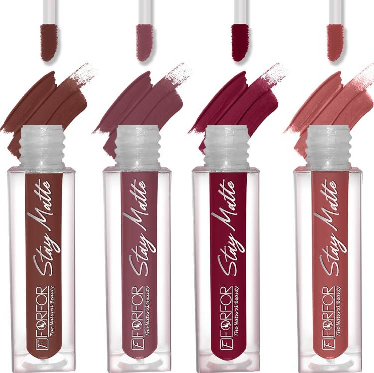 FORFOR Stay Matte Long Lasting Mini Liquid Lipstick Waterproof Combo of 8 Price in India