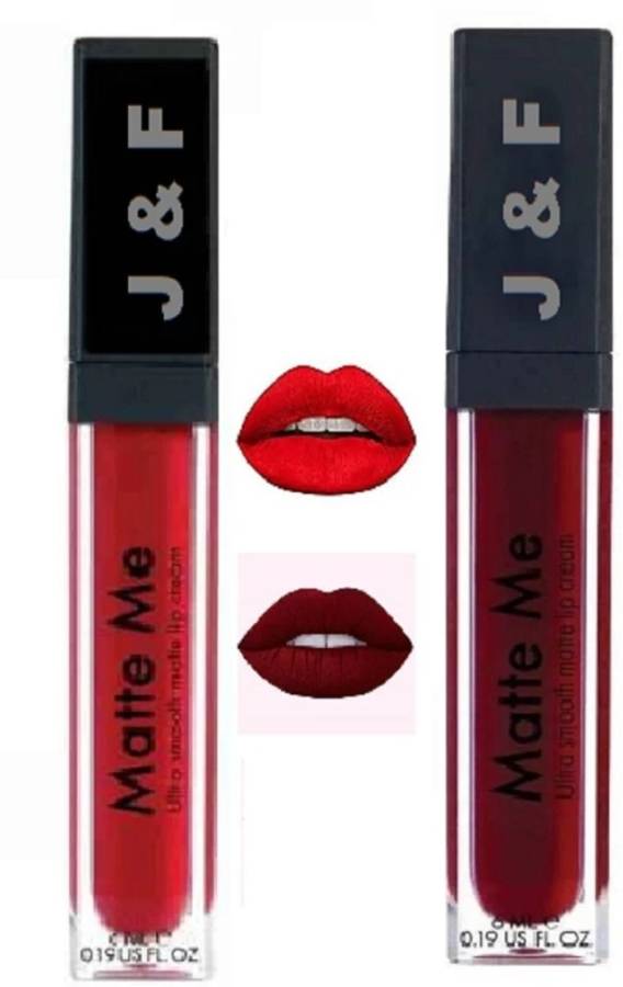 HIJJEVIN'S Transfer Waterproof Matte Liquid Lipstick Combo Pack Of 2(Red,maroon,8 ml) Price in India