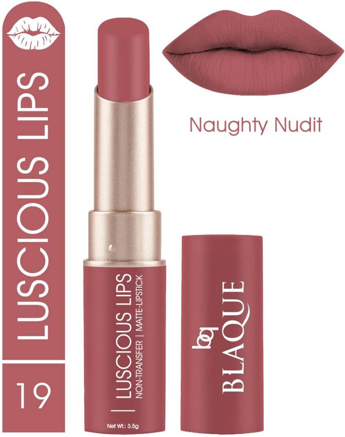 bq BLAQUE Luscious Lips Non Transfer Matte Lipstick, # 19 Naughty Nudit Price in India