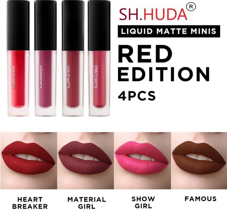 Sh.Huda Makeup Insta Beauty 4pcs. Mini Liquid Lipstick Set Price in India