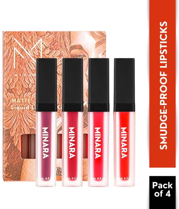 MINARA Matte Liquid Lipstick Pack of 4 - Forever Reds Price in India