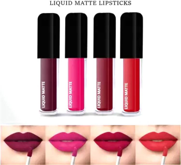 Beauty Women Beauty Matte l-a-k-m-e Liquid Lipstick Non Transfer Combo pack of 4 Price in India