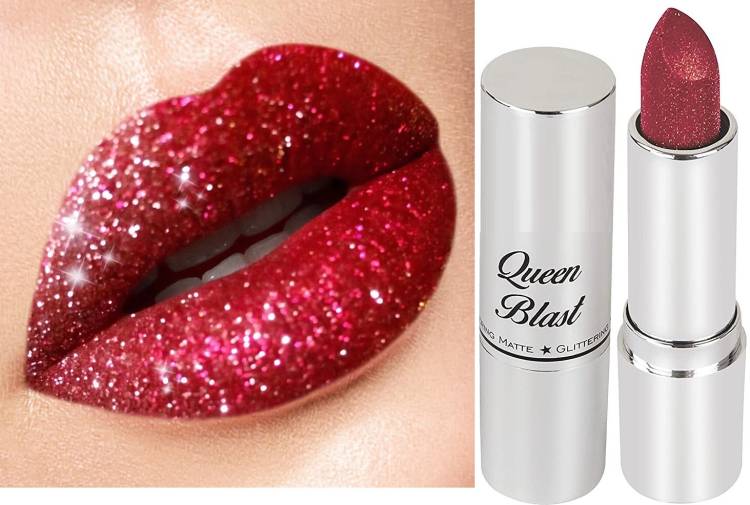 BLUEMERMAID NEW MATTE Metallic MAROON Glitter Lipstick For Lips Price in India