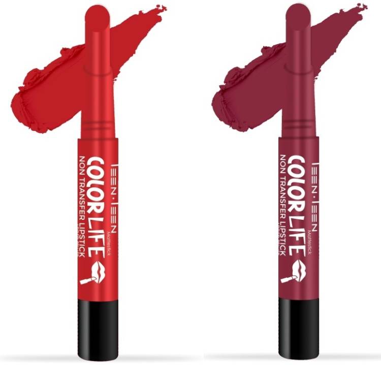 Teen.Teen COLORLIFE NON TRANSFER WATER PROOF LONG LASTING MATTE LIPSTICK (SHADE - 16 & 28) Price in India