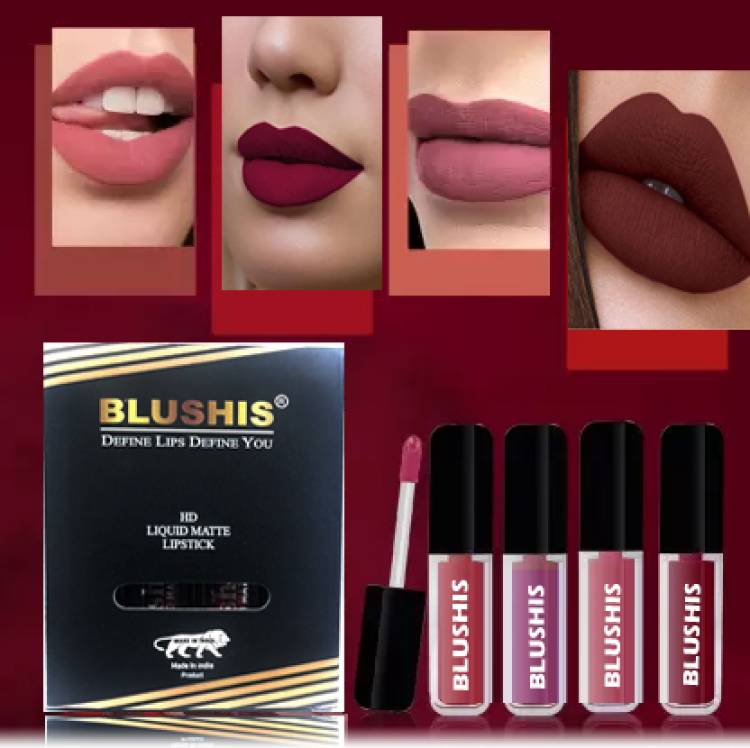 Beauty Women Non Transfer Waterproof Longlasting Liquid Lipstick Combo Pack of 4 pc Price in India