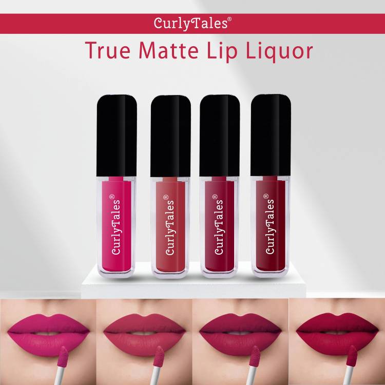 CurlyTales Lighthearted and Matte Premium Finish of Liquid Matte Lipstick Combo #CTL0570 Price in India