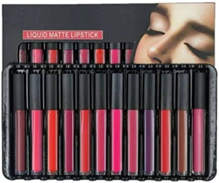 Dhanmann Matte Finish, Long lasting, Waterproof Liquid Lipsticks 12 Set for Women's Price in India
