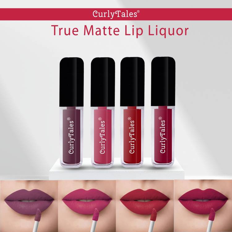 CurlyTales Lighthearted and Matte Premium Finish of Liquid Matte Lipstick Combo #CTL0330 Price in India