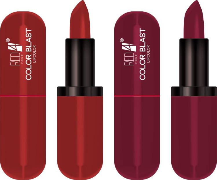 RED4 ColorBlast Super Matte Lipstick Red Maroon Lipcolor Combo for Daylong stay Price in India