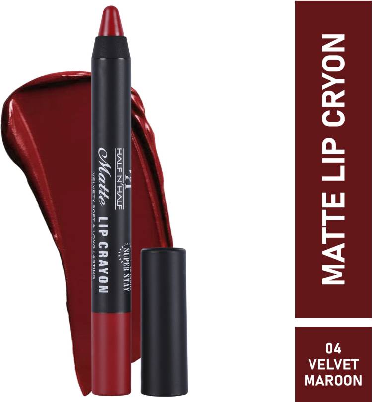 Half N Half Matte Lip Crayon LS-19-04 VELVET MAROON Price in India
