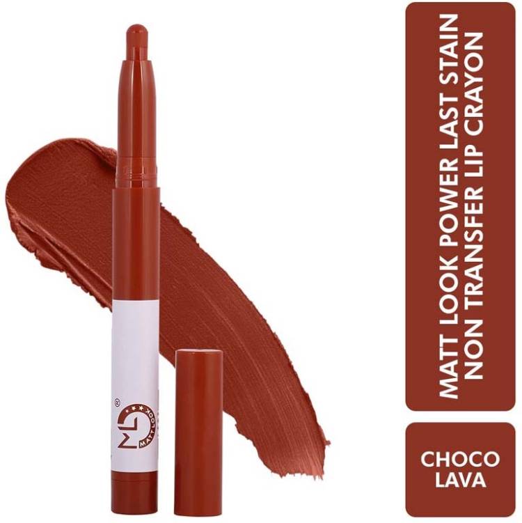 MATT LOOK Power Last Lip Stain Crayon Lipstick, Rich Color,Non Transfer Choco Lava(2.0gm) Price in India