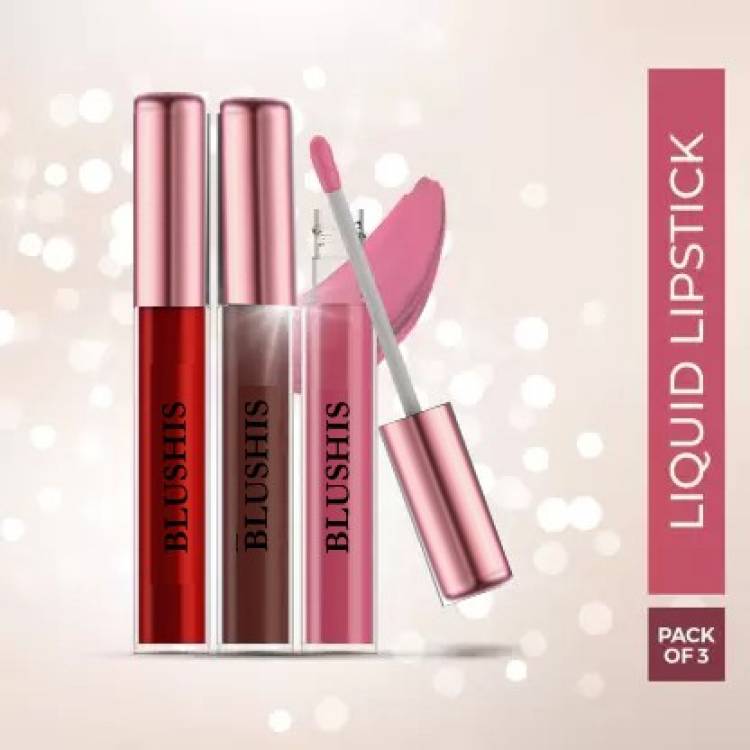 BLUSHIS By Flipkart NonTransfer SmudgeProof Kiss of Love Liquid Lipstick Combo set 3 pc Price in India
