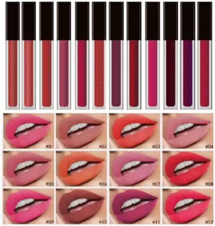 COLOR NEXT Waterproof Longlasting Matte finish Liquid Lipstick Combo Pack Of 12 pc Price in India