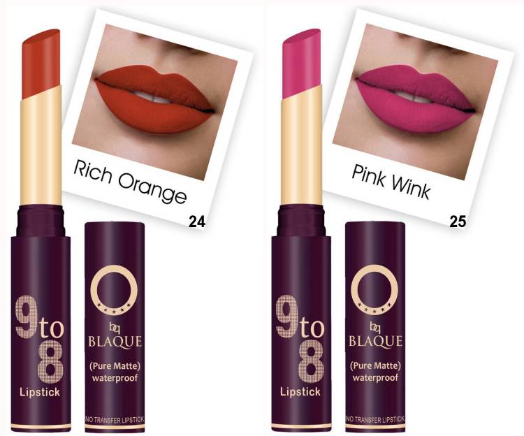 bq BLAQUE Pure Matte 9 to 8 Long Stay Waterproof Lipstick Shade 24-25 Price in India
