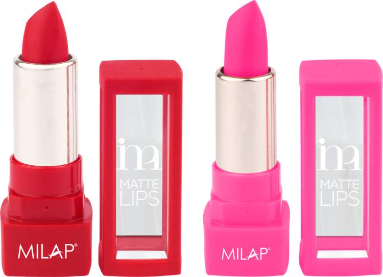 MILAP Long Stay Matte Lipstick Combo Set of 2 Price in India