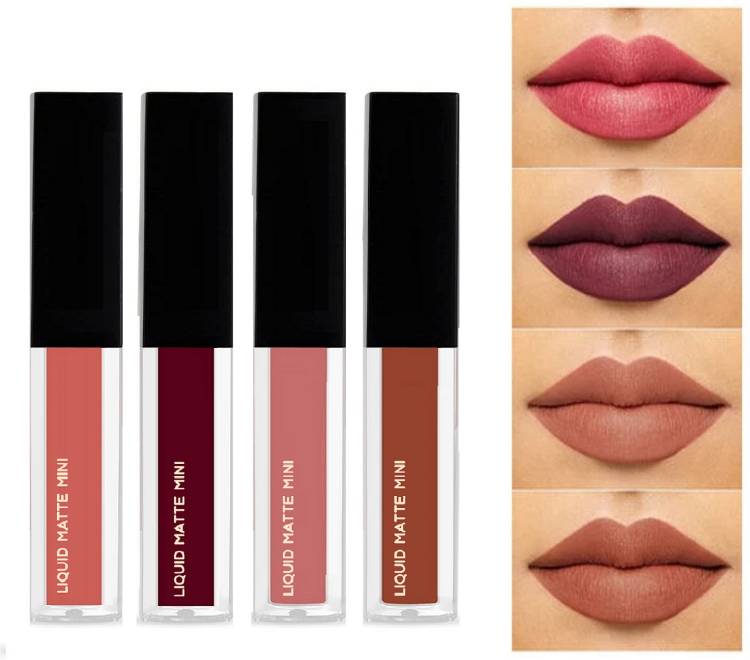 NYN HUDA Insta Beauty WaterProof Non Transfer Liquid Matte Lipstick Combo Pack Set off 4 Price in India