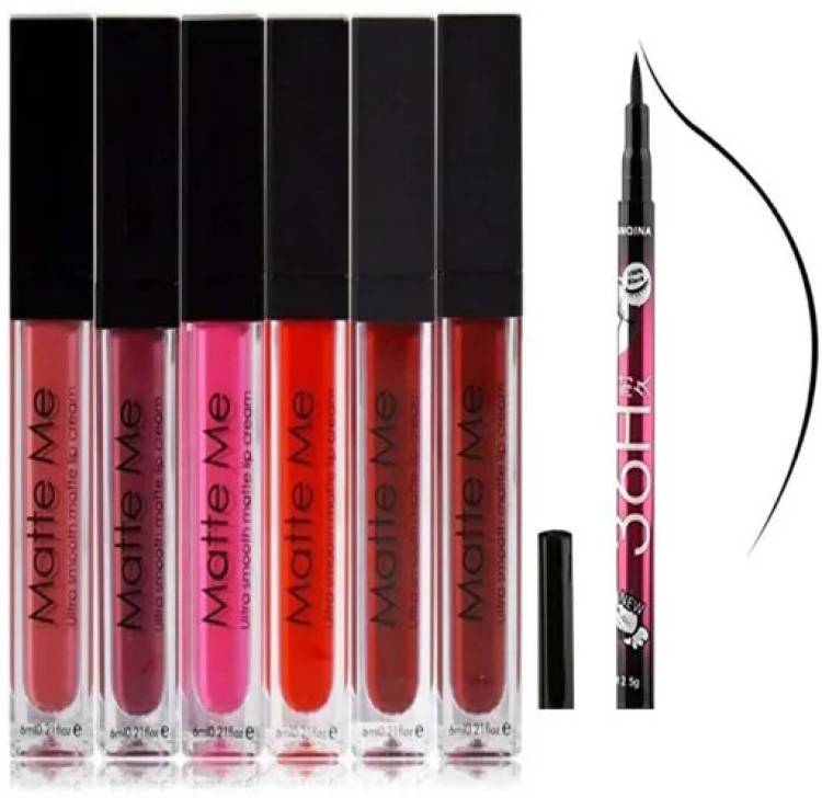 SNAPBEAUTY Matte Me 6 Pcs Lipstick Waterproof And 36H Eyeliner Price in India