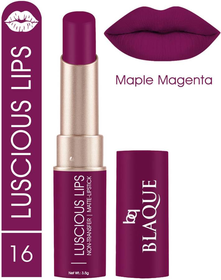 bq BLAQUE Luscious Lips Non Transfer Matte Lipstick, # 16 Maple Magenta Price in India