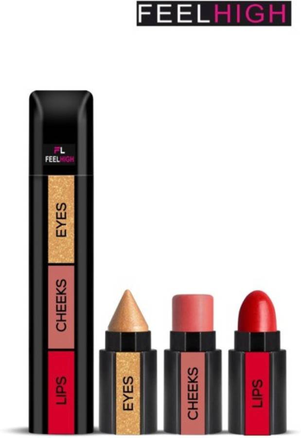 feelhigh 3 in 1 Makeup Stick With Eye Shadow, Blush & Lipstick, Enriched With Vitamin E Price in India