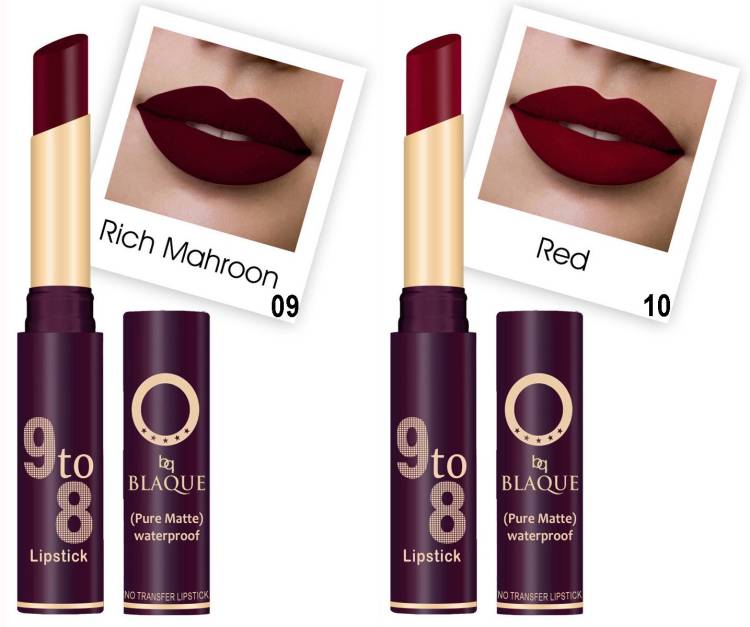 bq BLAQUE Pure Matte 9 to 8 Long Stay Waterproof Lipstick Shade 9-10 Price in India