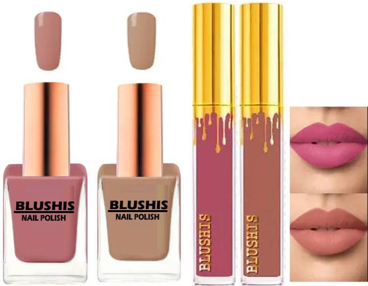 BLUSHIS Lipstick and nail paint como set 0f 2 each Price in India