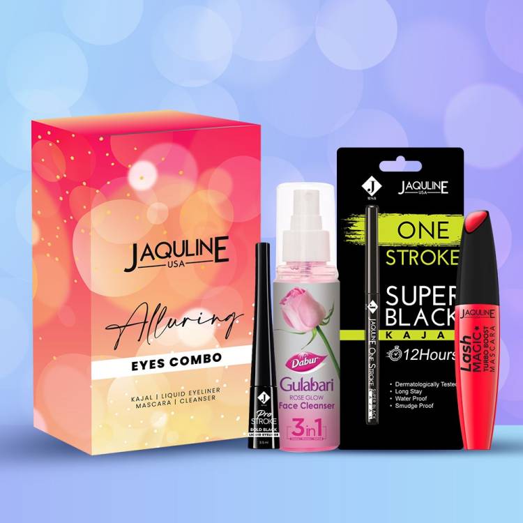 Jaquline USA Wedding Eye makeup kit - Kajal + Liquid EyeLiner + Mascara + Cleanser Price in India