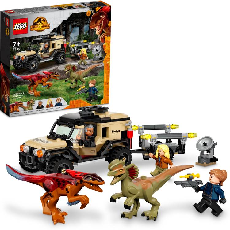 LEGO Jurassic World Pyroraptor & Dilophosaurus Transport (254 Blocks) Model Building Kit