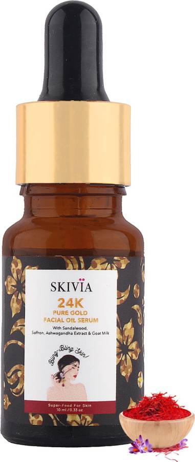 SKIVIA 24K Pure Gold Mini Facial Oil Serum with Sandalwood -Reduces Signs of Ageing Price in India