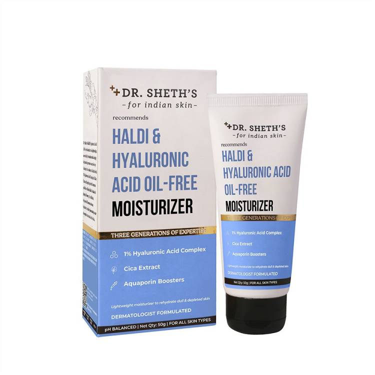 Dr. Sheth's Haldi & Hyaluronic Acid Oil-Free Moisturizer, Helps to rehydrate dull skin 50g Price in India